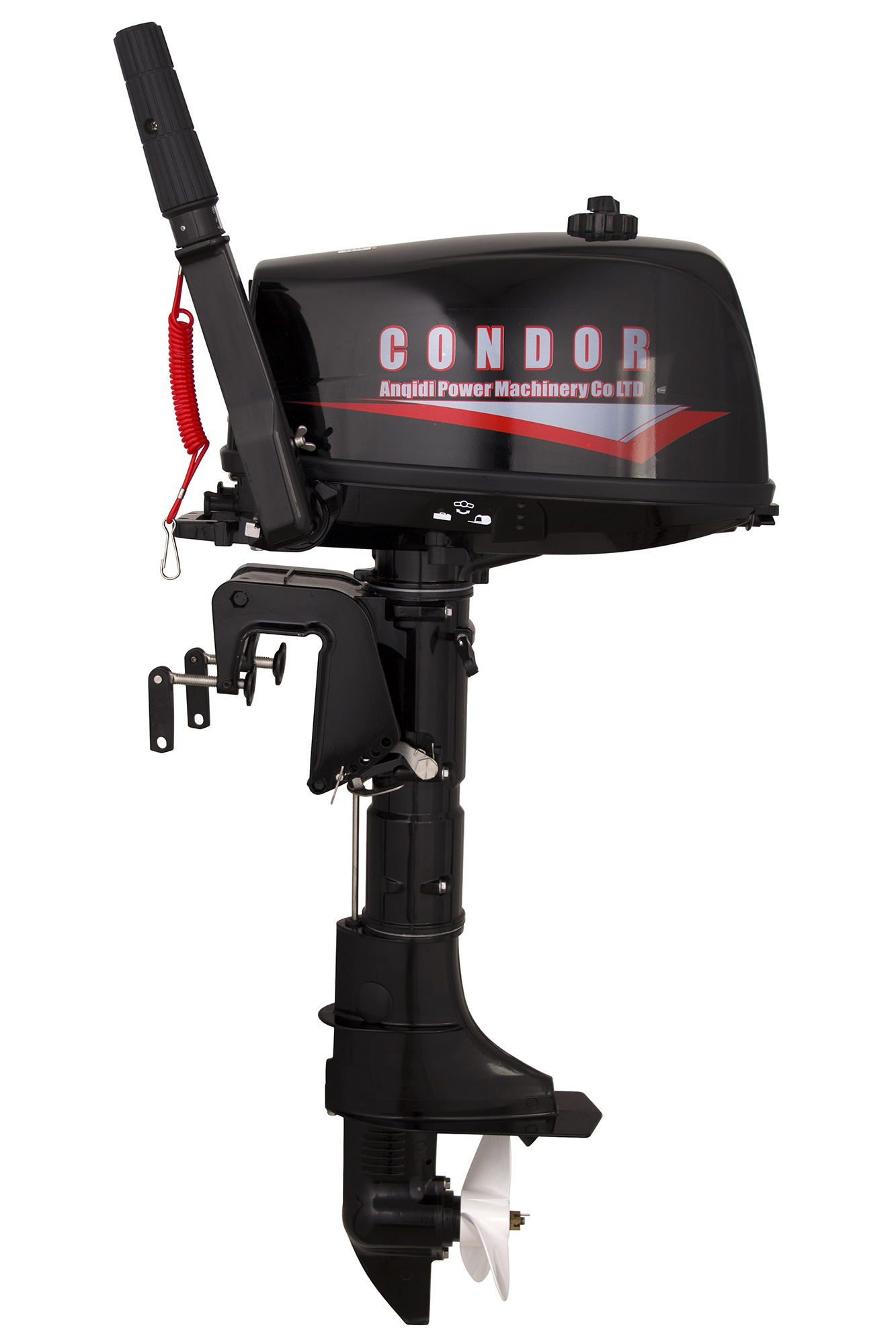 Двигатель лодочный "Condor" CN6HS с баком, 2тактный, мощность 6 л.с., вод.охлаждение, вес 25,4 кг