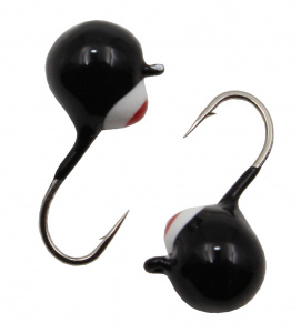 Дробинка с ушком d 7,0 мм, вес 3,2 гр, черная с белым-красным глазком /10 шт/