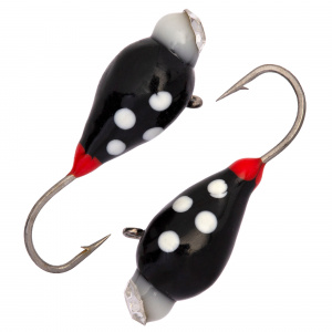 Капля с ушком d 5,0 мм, вес 1,8 гр, обмазка с камнем черная с точками /10 шт/