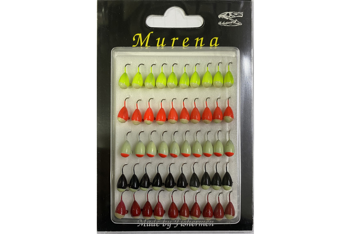 Мормышка особая  капля с ушком 6/1 с фосфор. пяткой набор (уп.50шт)