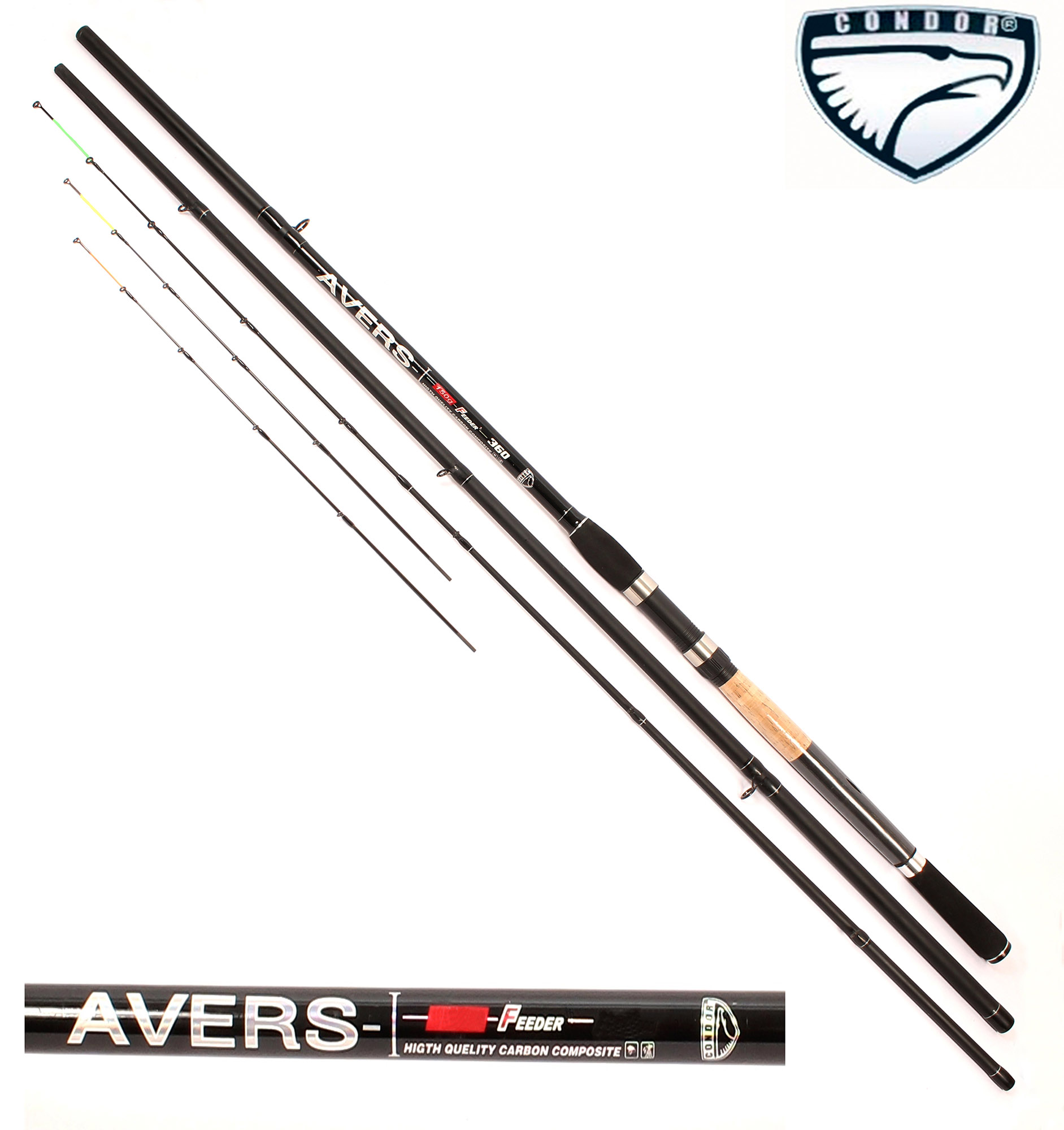 Удилище фидерное Condor Avers Feeder длина 3,60 м, тест до 150 гр, штекер., композит