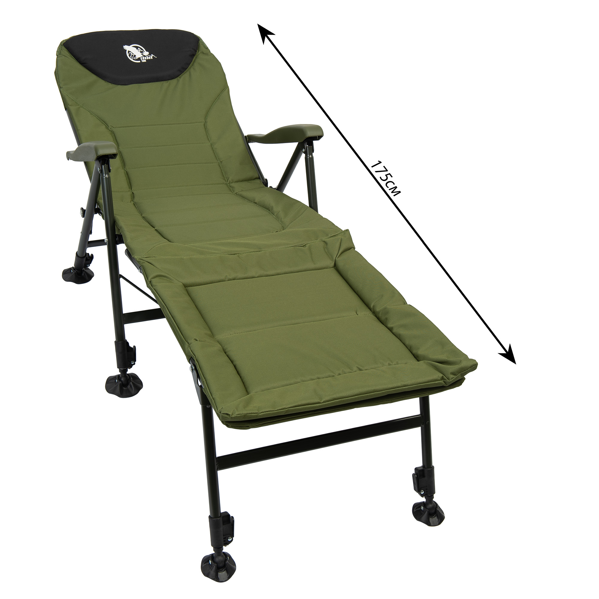 Кресло раскладное с откидной спинкой"Condor" 56х46х40/104 хаки/черное, подставка для ног Кресло раскладное с откидной спинкой"Condor" 56х46х40/104 хаки/черное, подставка для ног