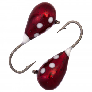 Капля с ушком d 4,0 мм, вес 1,1 гр, обмазка вишня с точками /10 шт/