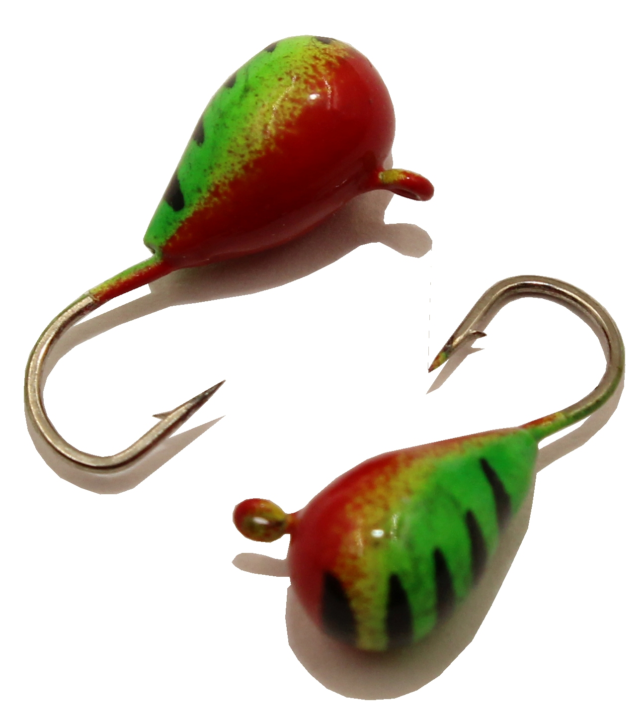 Капля с ушком d 3,0 мм, вес 0,5 гр, окраска красно-зеленая с полосками /10 шт/