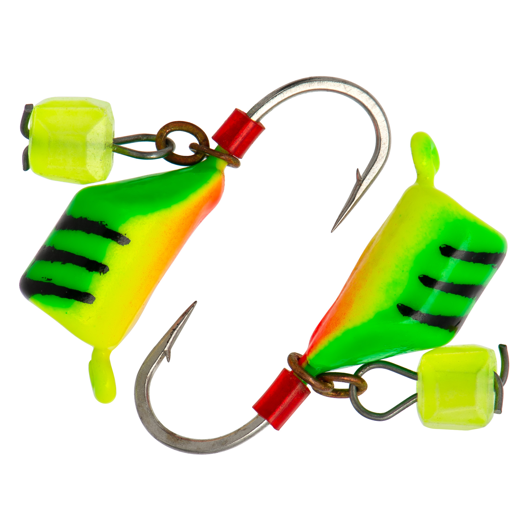 Безмотылка Столбик с сыр.куб. d 3,0 мм, вес 0,75 гр, салат.с полос. лимон красный/10 шт/