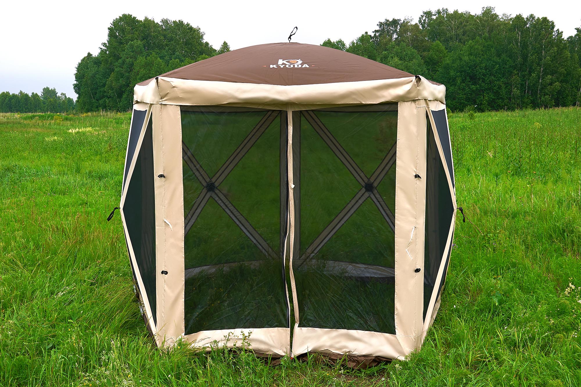Шатер туристический KYODA 5 сторон, р.260*260*226см, плотн190Т, 210D, столб воды 3000мм, вес 7,9кг Шатер туристический KYODA 5 сторон, р.260*260*226см, плотн190Т, 210D, столб воды 3000мм, вес 7,9кг