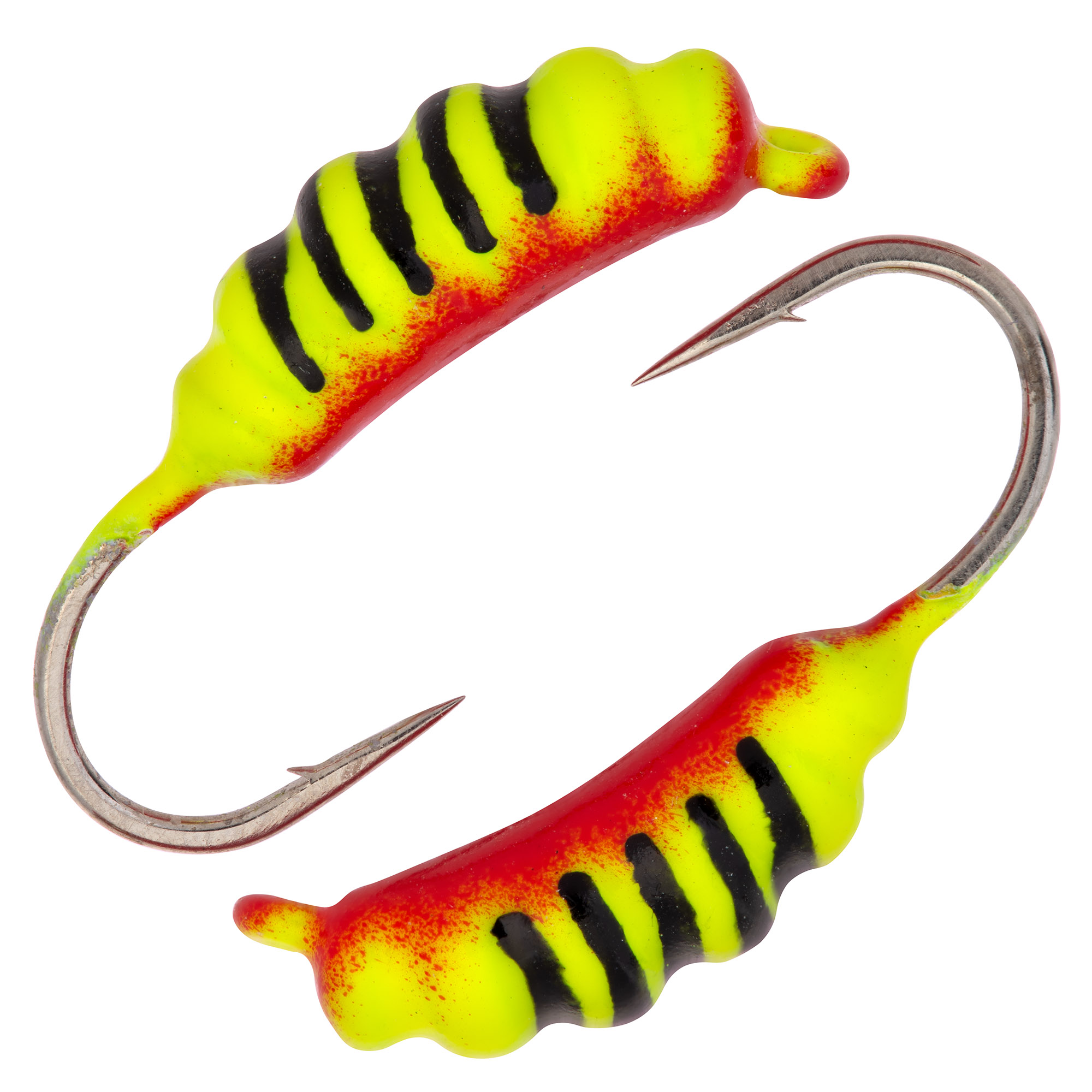 Опарыш размер 10 (4) мм, вес 1.1 гр, цвет лимоный с полосками+красный  /10 шт/